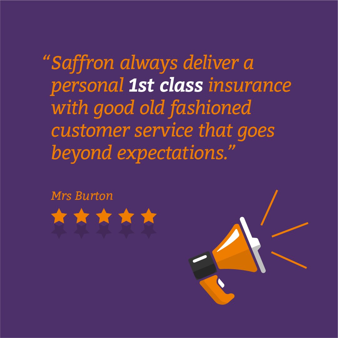 SaffronInsure's tweet photo. "Saffron always deliver a personal 1st class insurance, with good old fashioned customer service that goes beyond expectations." Mrs Burton #FeefoFriday https://t.co/kz5NDxz3G7