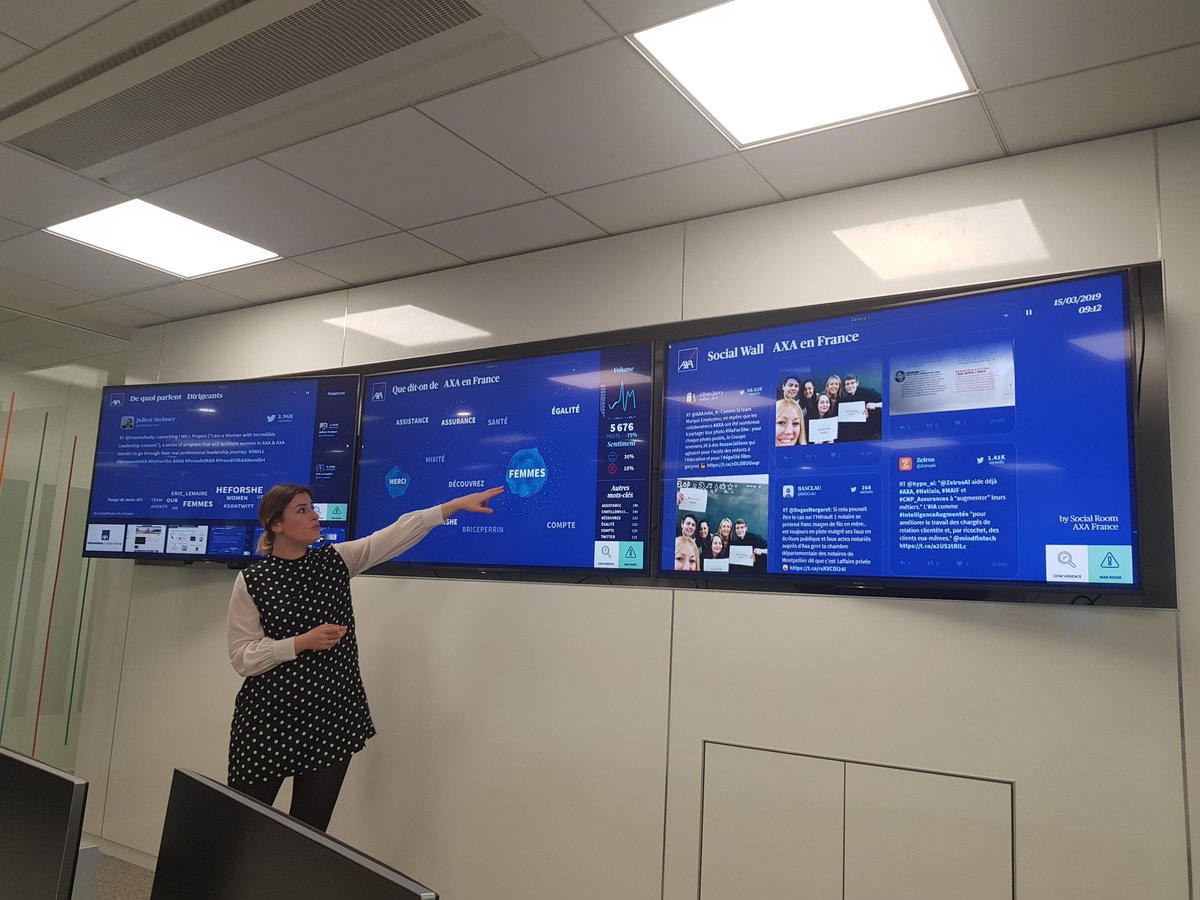P_Reverdy's tweet photo. Comment rendre la social intelligence accessible et utile ? Grâce à des dispositifs et outils de data vizualisation sur mesure et à l'écoute ➡️ Super démonstration avec la #SocialRoom @AXA présentée par @Val_Leselbaum @MC_Fontaine 👌🏼 #rdvcoment @CometEntreprise https://t.co/FEQtWDw7Y6