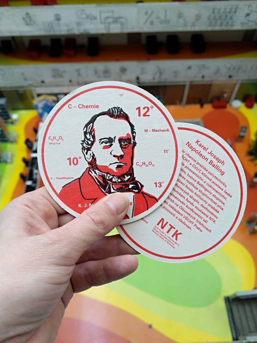 ntkcz's tweet photo. Dnes uplynulo 151 let od úmrtí chemika Karla Josepha Napoleona Ballinga. Vezměte si podtácek (rozmístili jsme je v knihovně) a přečtěte si kdo #Balling byl a co má společného s NTK. Článek zde ➡️ https://t.co/Srs5hyxynr #techlib #vyroci https://t.co/UU6stLlLnO