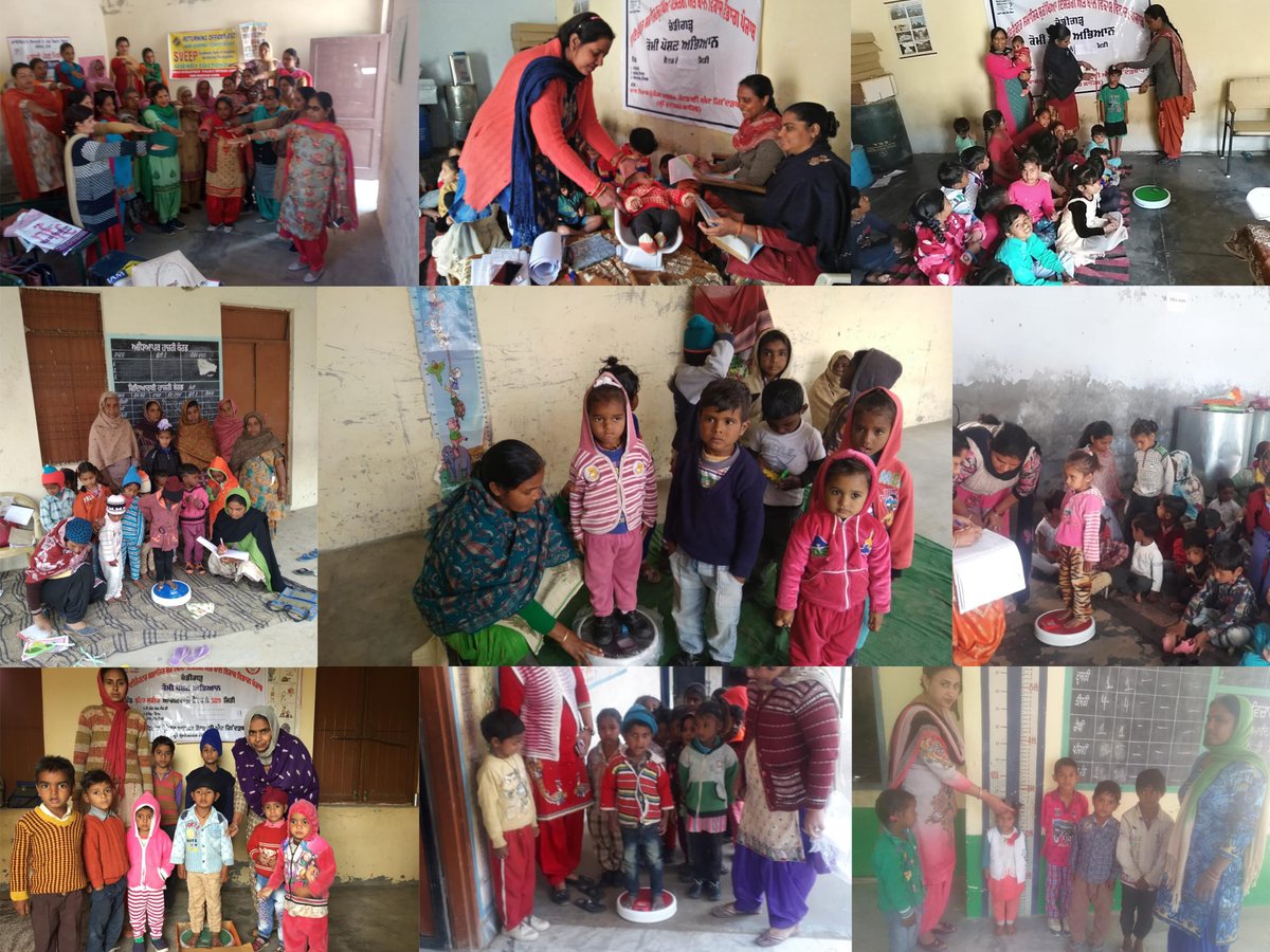 SriPoshan's tweet photo. 15 March: Day 2 of Vazan Tyohaar, a 2-day festival with a goal to weigh 100% Children in the district. Part 1. #PoshanPakhwada @MinistryWCD @SPreraks @MoHFW_INDIA @DproMuktsar https://t.co/WVVrWpEU6u