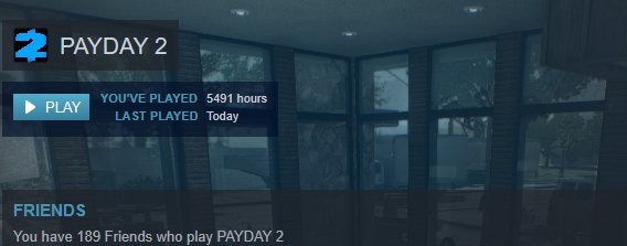 TobiasRemmers's tweet image. I got 7,5 months of playtime in PAYDAY 2. I feel I need to find 9 more hours to play soon. I wish I could know my playtime on other platforms and some of the other accounts I used over the years, sadly that is lost in the ether.