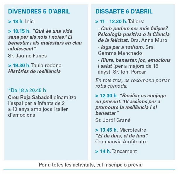 sbdsalut's tweet photo. Què és una vida sana per als nois i noies? Benestar i malestars en clau adolescent. En parlarem al 3r Fòrum Salut #Sabadell amb @JaumeFunes.
Informació i inscripcions➡https://t.co/mxxShaJasD
#ForumSalut https://t.co/jLHTUlO8w3