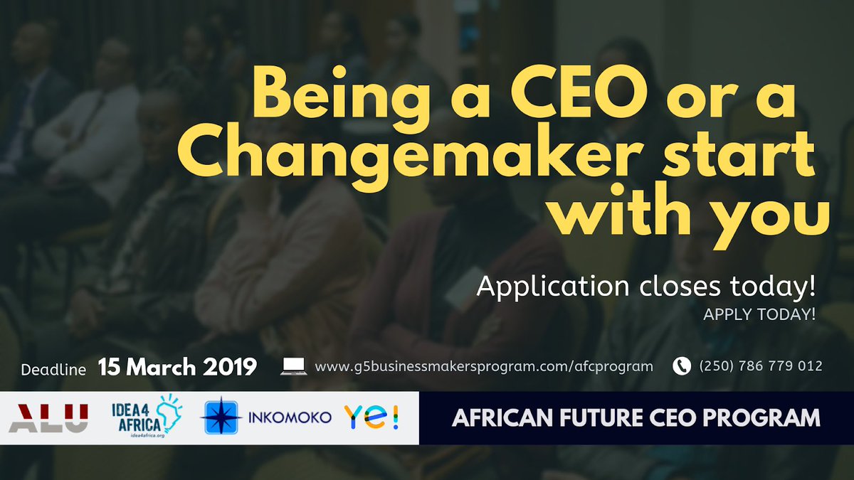 G5BMP's tweet photo. Have you ever desired to become a young CEO, Leader or change-maker?
If your answer is Yes, then this program is right for you, apply today for the African future CEO program. #AFCProgram is open to young African future #CEO #Leaders #ChangeMakers Apply: https://t.co/0Y6Kowe2BN https://t.co/ZeFlcEY92d