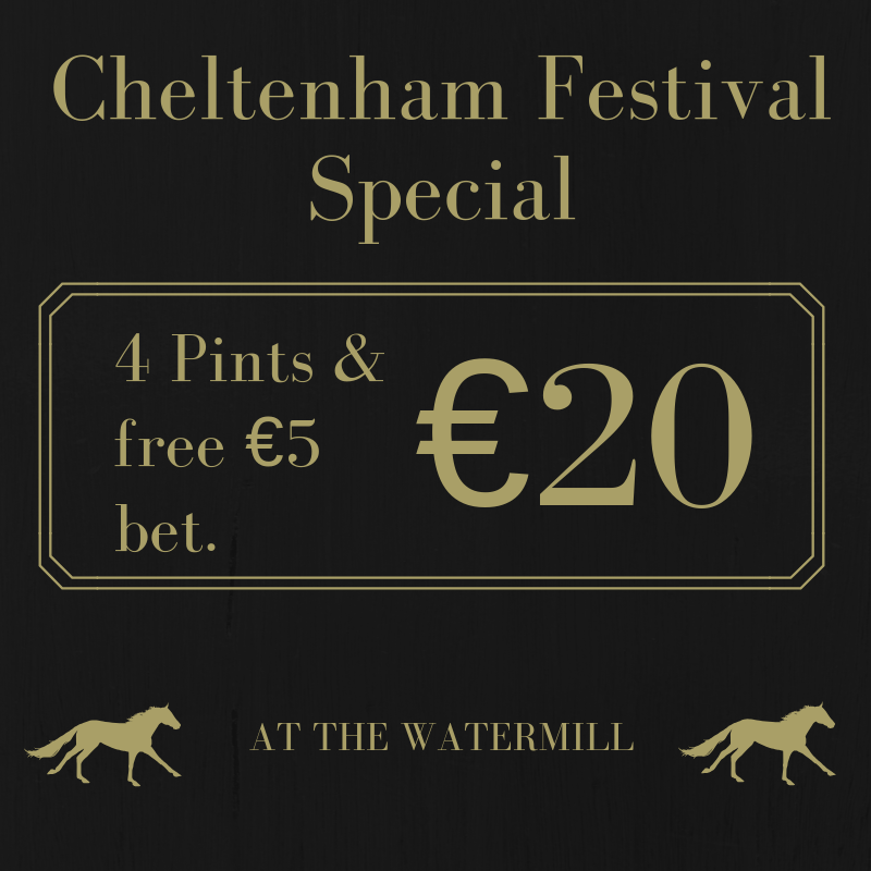WatermillDublin's tweet photo. Don't forget about our Cheltenham Festival Special. The last day of the racing today with the biggest race, The Gold Cup Chase. 

Who do you see taking the win? Use your free €5 euro bet now 😉

#Dublin #dublin5 #d5 #pub #beer #wine #cocktail #craftbeer #restaurant https://t.co/fBEnpoBGV1