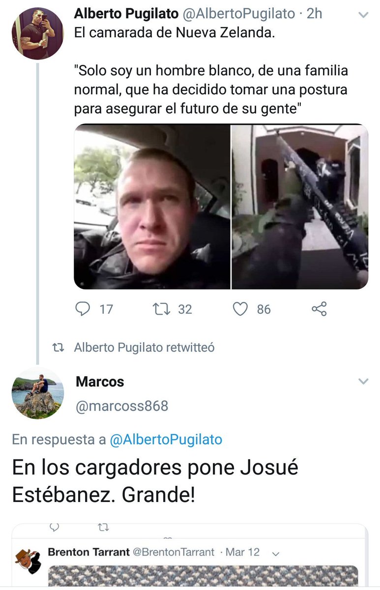 ymouled's tweet photo. Neonazis como Alberto Pugilato con miles de seguidores que comparte y justifica los atentados terroristas de Nueva Zelanda. Él y sus seguidores. En su cuenta de Fb habla de "honor" y "Rahowa" (guerra santa racial). Hola @policia Le váis a investigar por apología del terrorismo? https://t.co/ufjWM6pPFs