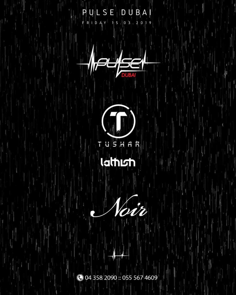 Tonight #NOIR at <a href="/PulseDubai/">PULSE DUBAI</a> with @DJTusharDubai &amp; @DjLathish On The Decks! 

Ladies &amp; Couples Enter Free All Night! 

For Bookings, Contact: 04 358 2090 :: 055 567 4609 

#PulseDubai #Noir #FridayNight #Weekend