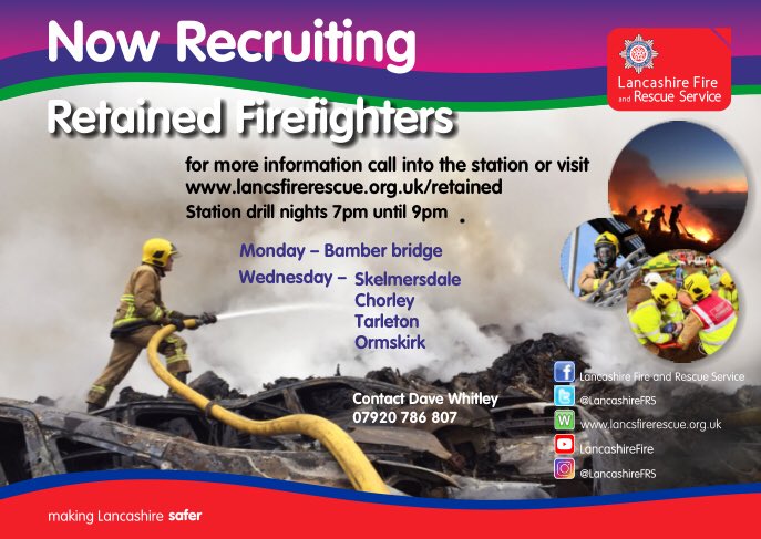 Recruitment event for on call firefighters in Bamber Bridge 🚒 come down and give it a try!! Saturday 23rd March 10-2pm 👨‍🚒👨‍🚒<a href="/blogpreston/">Blog Preston</a>  <a href="/southribblebc/">South Ribble Borough Council</a> @StnMgr_USAR <a href="/LancashireFRS/">Lancashire Fire & Rescue Service</a>