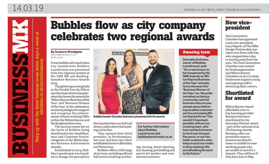 bubbles_laundro's tweet photo. NEWS FLASH ⚡Have you seen our feature in this @mk_citizen that talks about our SME #MK &amp; Bucks Award win!! @awardschamp #miltonkeynes #smemkbucks https://t.co/1q0zqnrr67