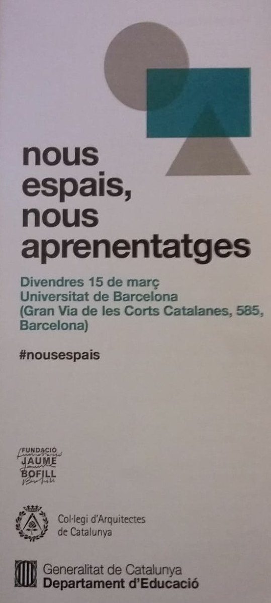 conselleducacio's tweet photo. Avui som a la jornada 'nous espais, nous aprenentatges'. Josep Bargalló: "Volem transformar els espais a través de criteris estrictament pedagògics" https://t.co/fyM0QS8ZHG @COACatalunya https://t.co/XgoC7dpUxx
