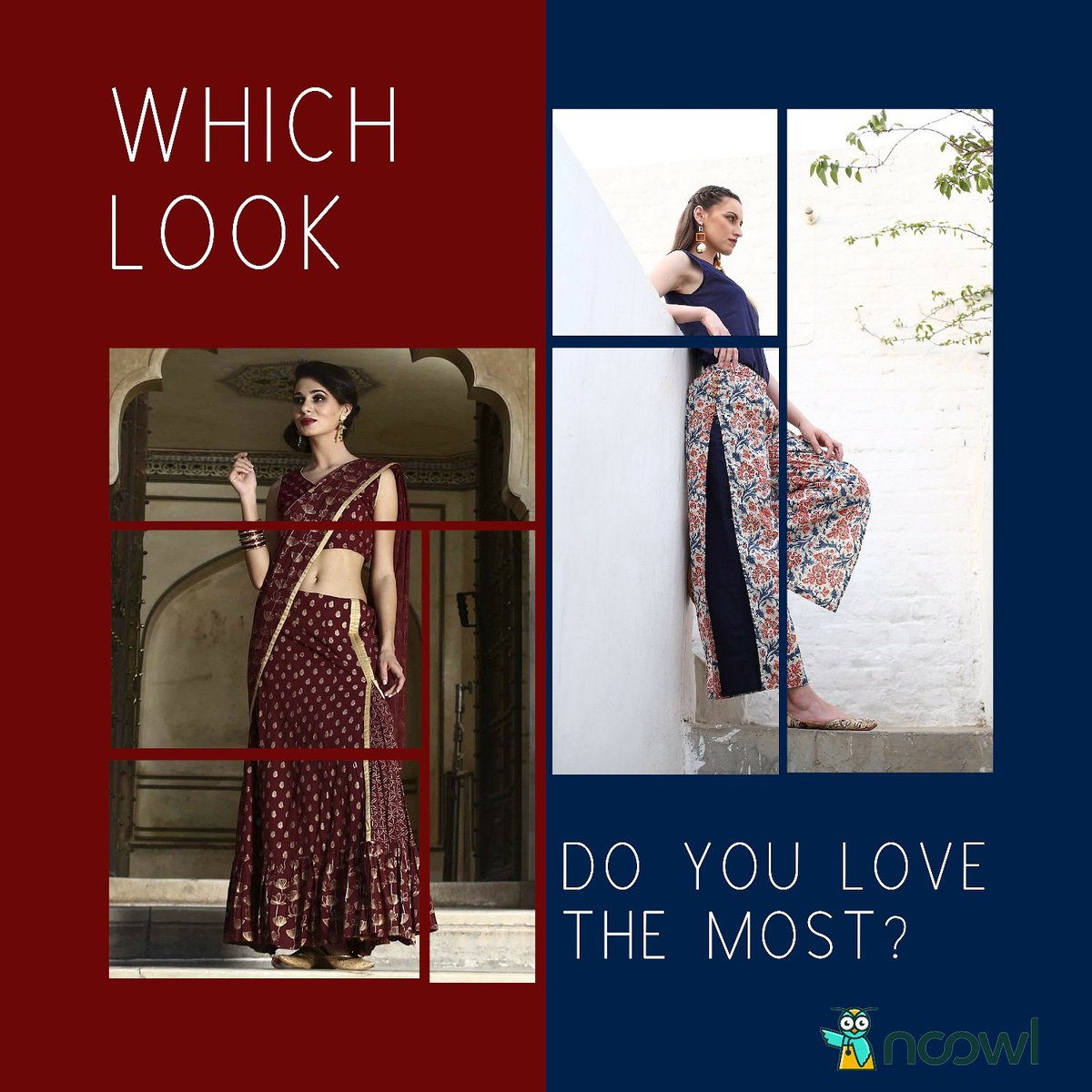 NoowlIndia's tweet photo. Which would you prefer ?
Comment your favourite look below. 
.
.
#noowl #noowlindia #onlineshopping #onlineshopper #outfit #instafashion #styleoftheday #shoppingonline #ootd #instagood #style #accessories #bags #shoes #look #loveyourlook https://t.co/cGXuGEbQGq