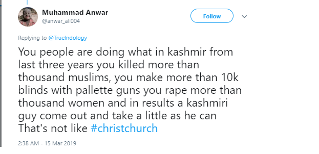 TrueIndology's tweet photo. A few of the plethora of comments I am receiving today from Islamic bigots of Indian subcontinent on my TL. All of them justified Pulwama killing of Indian soldiers while complaining of Islamophobia somewhere in Newzealand.

We are dealing with the filthiest scum of the world https://t.co/1teYZJmDNG