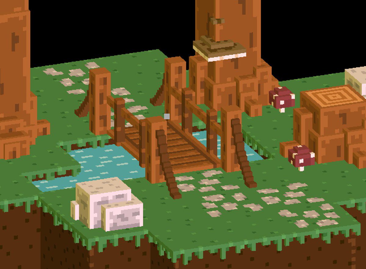 GameDevTravis's tweet image. Another dev session. Stone path and small bridge art concepts. I also coded some junk, but that's boring so you get this instead. #gamedev #indiedev #voxel #unity3d