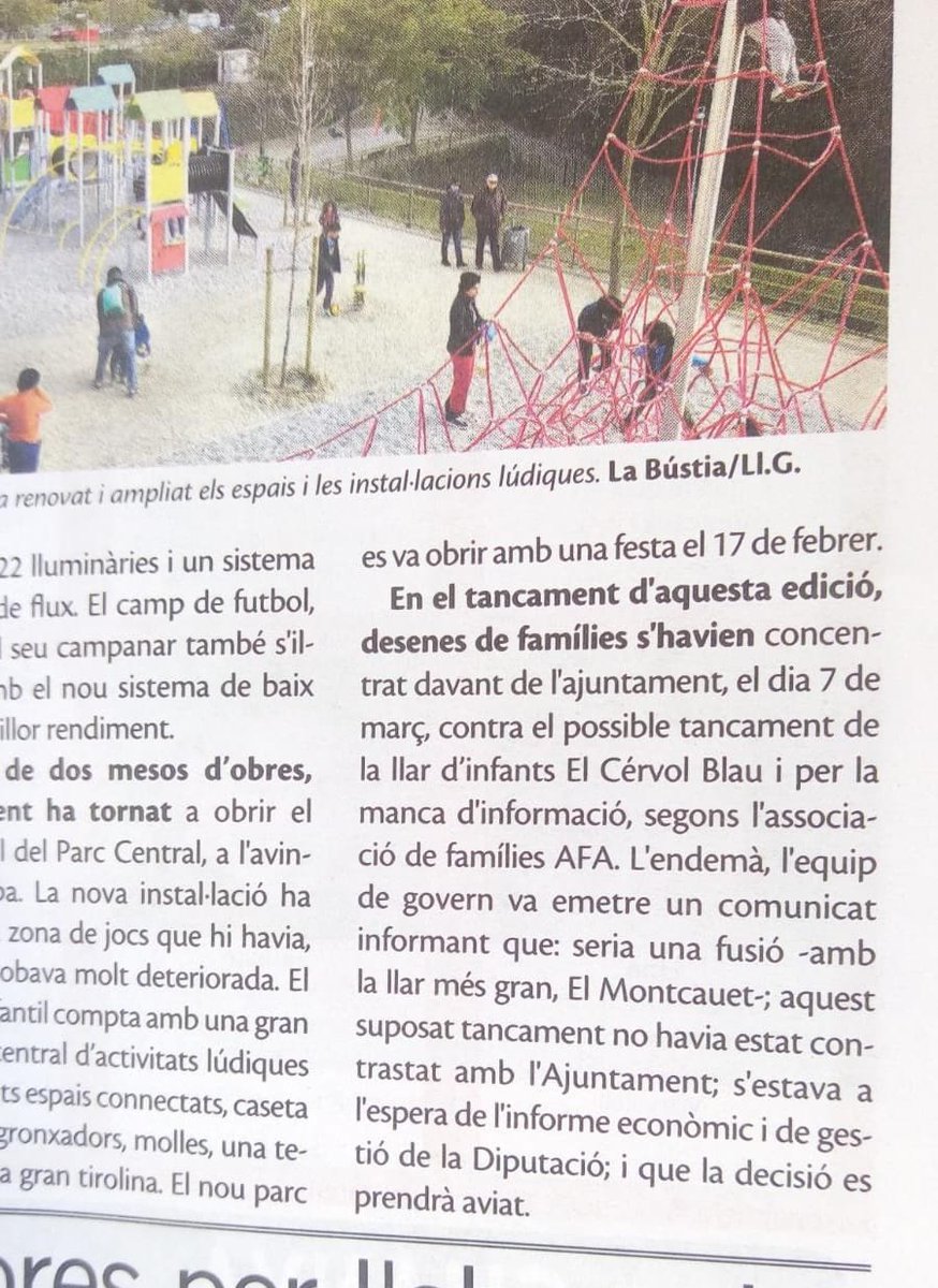 La informació és poder. <a href="/la_bustia/">La Bústia</a> confirma la fusió de la llar d'infants el Cérvol Blau amb la del Montcauet #TanquenCérvolBlau #lesllarsnoestoquen #niesfusionen #gelida