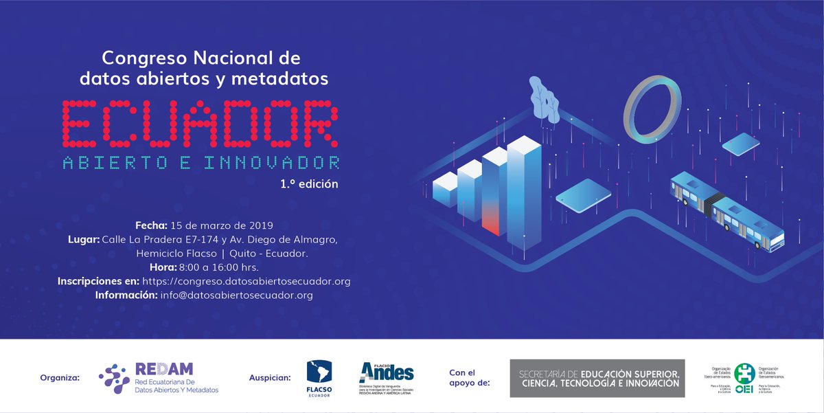 redam_ecuador's tweet photo. Hoy 15 marzo hablaremos de #OpenData en #Ecuador únete a la conversación con el hashtag #DatosAbiertosEC 

1er Congreso Nacional de Datos Abiertos y Metadatos de @redam_ecuador gracias al apoyo de @EduSuperiorEc @EspacioOEI #AprendizajeColectivo https://t.co/XwD7fHrr8c