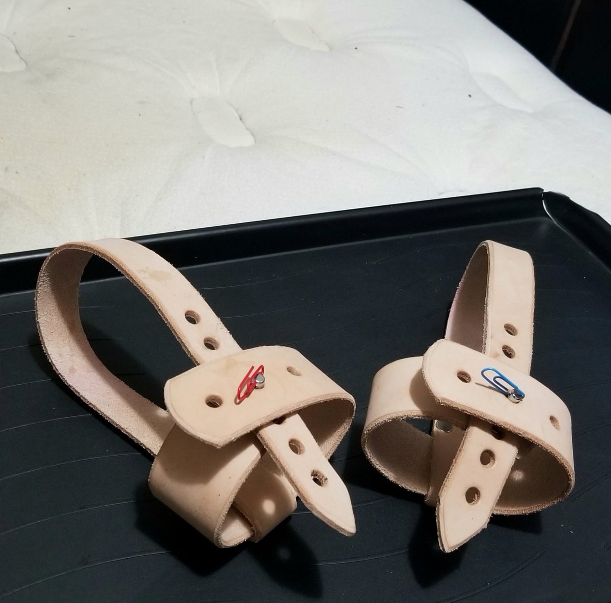 AJsLeatherCraft's tweet photo. Prototype Heel Locks

Teach him (or her) to walk in heels without having to even be there! 
Strap these on, secure with a padlock and hold on to the keys.
I'm thinking the house could use a thorough cleaning.
You'll have a much improved slave and a clean house
#Femdom #kink #feet https://t.co/S27dnQETMp