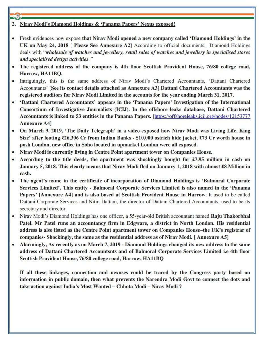 INCSandesh's tweet image. INC COMMUNIQUE

Press release by @Pawankhera, national spokesperson, on Panama Papers nexus of Nirav Modi. 
#ModiModiBhaiBhai