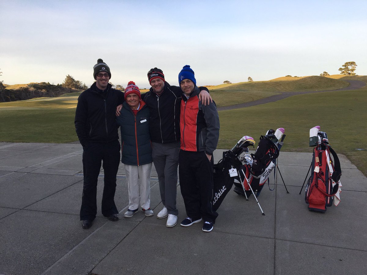 GolfShoeBandon's tweet photo. Michael, Andrew and Tom, returning guests from Canada, British Columbia and Nova Scotia to be exact, made it unanimous when they also said it was a 9.50.  Thank you all I am happy to have all the help.
@BandonDunesGolf https://t.co/XZ5NFOFxoh