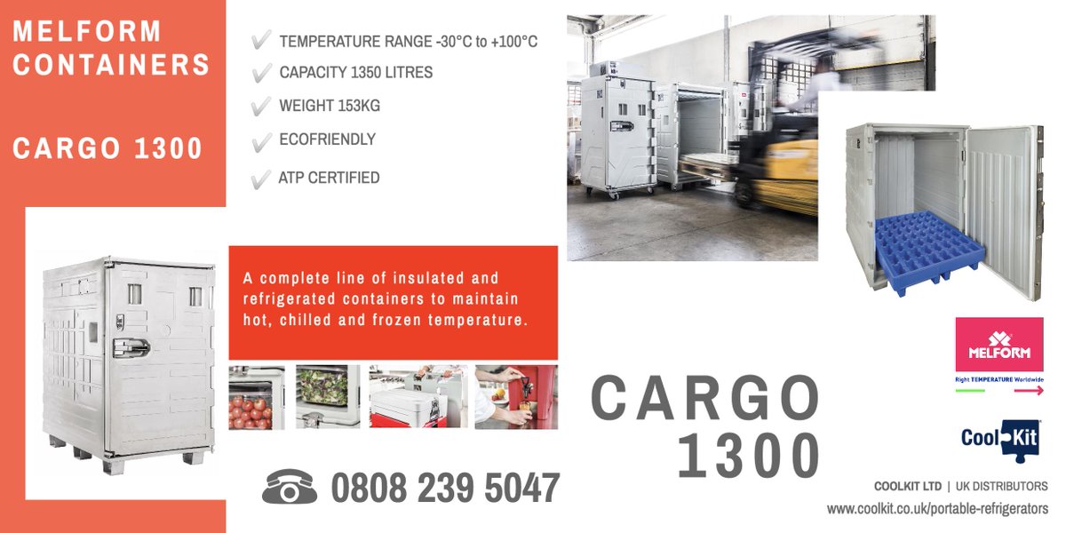 MelformU's tweet photo. Refrigerated Container For Food Service Industry - Cargo 1300

📞 0808 239 5047 🤳 https://t.co/ZxRK8kEHCR

✔️ Temperature Range -30°C to +100°C
✔️ Capacity 1350 Litres
✔️ Weight 153Kg
✔️ Easy to clean and maintain
✔️ Ecofriendly
✔️ ATP Certified

#foodtransport #foodlogistics https://t.co/Knmq5BAcHa