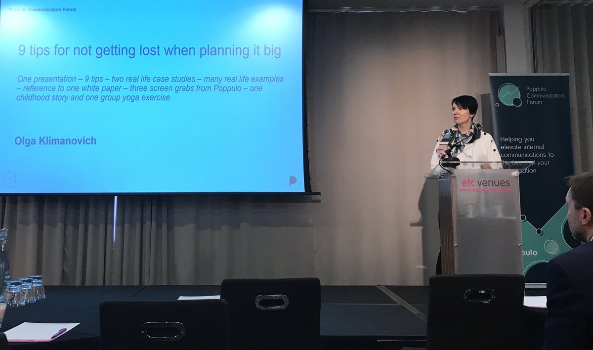 agendascotland's tweet photo. Awesome #internalcomms tips from @CoachingEW at @PoppuloSays London Communicators Forum. Check in, check in, check in, the power of the water cooler and intelligent analytics 👏🏻👏🏻 #PoppuloForums https://t.co/0MWCn3S4Qn
