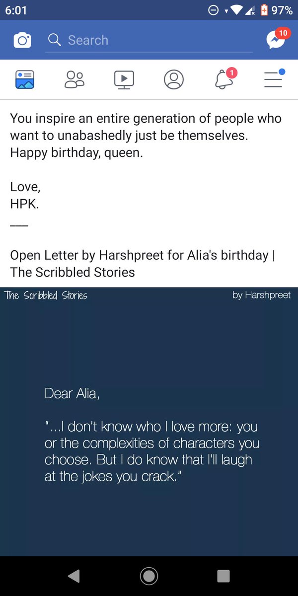 Came across this beautiful writing by Harshpreet for @aliaa08 on her birthday. This is BEAUTIFUL! I'm sure every Alia Bhatt fan can relate to this. Do give this a read guys 💕 @aliaa08 #HappyBirthdayAliaBhatt