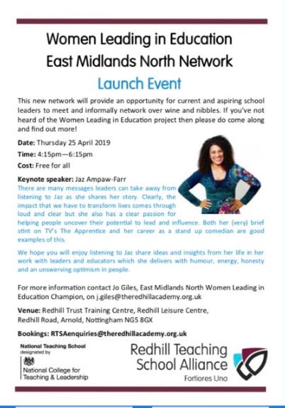 In the East Midlands? Women Leading in Education event on Thursday 25th April.  Pass it on to anyone who might be interested? Thanks.
<a href="/sally_barfoot/">Sally Barfoot</a> <a href="/jazampawfarr/">Dr Jaz Ampaw-Farr</a> <a href="/WomenEd/">WomenEd 10%Braver #DisruptiveWomen</a> <a href="/WomenEdEM/">WomenEd East Mids</a>: