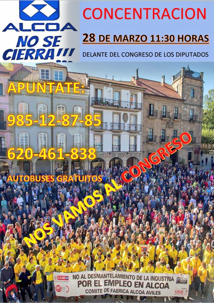 CapitanAsturias's tweet photo. #NOSVAMOSAMADRID
El próximo día 
📣📣28 de marzo nos concentramos delante del congreso de los Diputados a las 11:30 horas en #Madrid a  defender la #industria  en #Asturias y #Galicia
@Alcoanosecierra 
@AytoAviles @TPAnoticias @lanuevaespana @elcomerciodigit @Per_Energia https://t.co/HsMjEjbEX9
