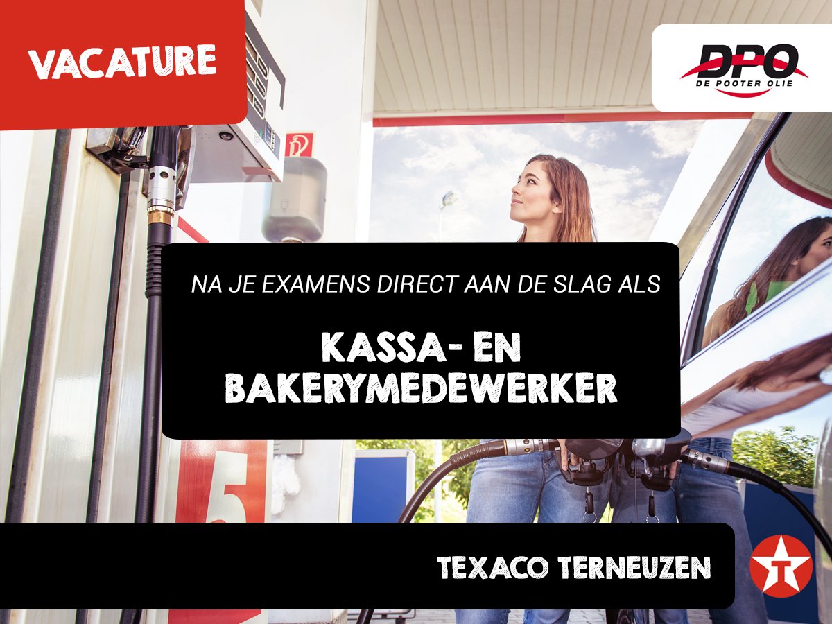 Voor onze tankstations in Terneuzen zijn wij op zoek naar een enthousiaste kassa-en bakerymedewerker. Zoek jij een (bij)baan en wil je werken in een dynamisch en zeer gezellig team? Bekijk de vacature: depooterolie.nl/contact/vacatu…