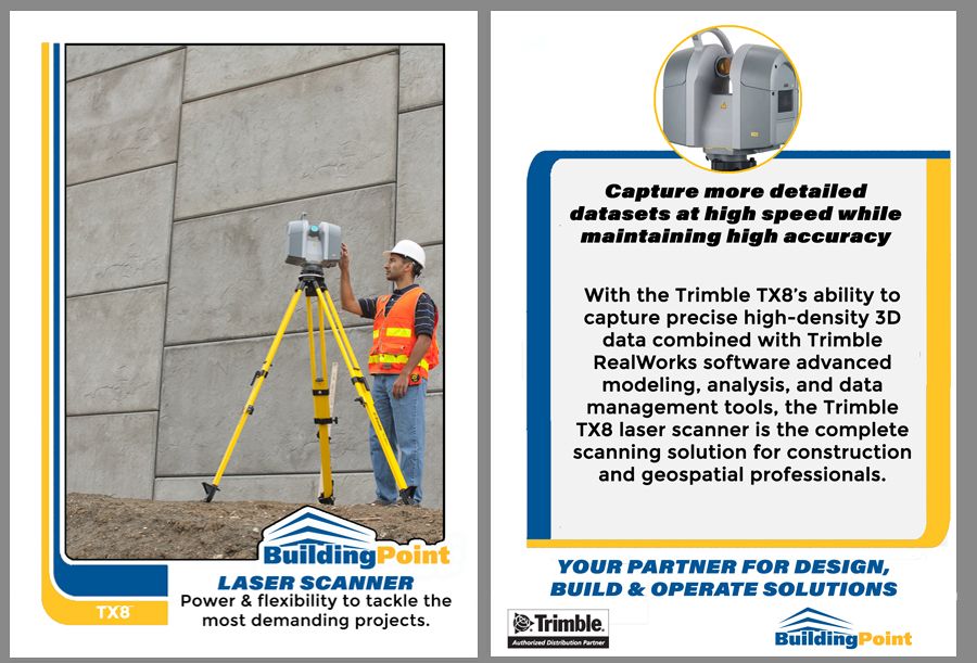 BuildingPointNE's tweet photo. With a maximum range of 340 meters, the #Trimble #TX8 gives you more flexibility and project opportunities. It’s like having two scanners in one: https://t.co/mWEafTZBg3 #BuildingPoint #BPNE #Construction #ConstructionTechnology #ConstructionScanning #BIM #FieldLayout https://t.co/6y1NEalCx2