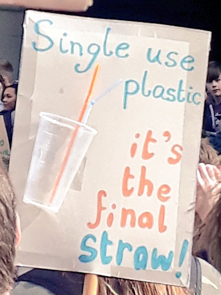 RefillSheffield's tweet photo. Great placard today at #SchoolsStrike4Climate #Sheffield - #plasticwaste #plasticpollution - choking our fragile planet https://t.co/KAwb41HJwC