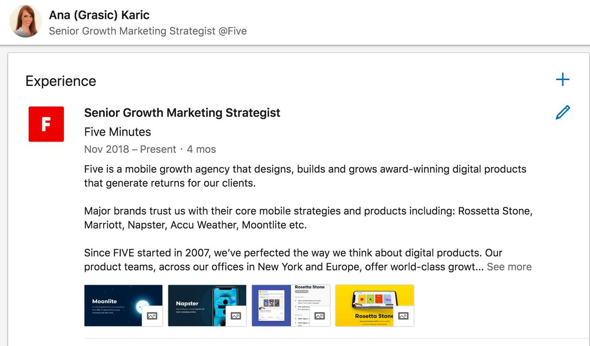 Growth Marketing Strategist Ana Karic shares her best hacks that will help you make the most out of your LinkedIn profile and network in four simple steps! 

<a href="/fivenyc/">FIVE, an Endava company</a> <a href="/PetMinuta/">Five</a> 

👉 bit.ly/2H0u2Rc 

#LinkedIn #SocialMedia #SEO #Career #Marketing #Five #ManningGlobal