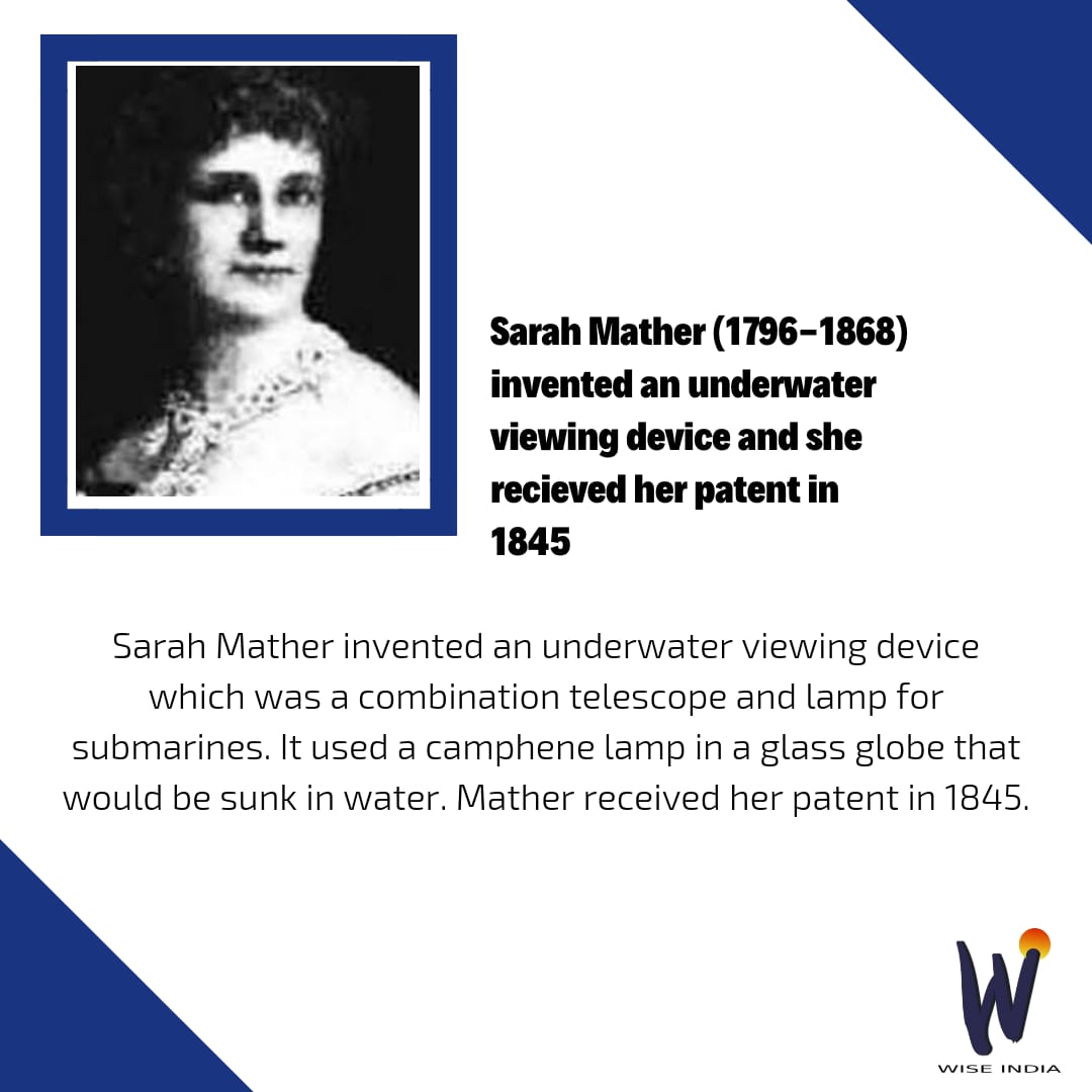 WomeninScience5's tweet photo. #WISEInventions
.
Sarah Mather was an American Inventor of a deep-sea telescope of an imaginative technical design (which was later improved upon by her daughter). The device, which was much used, permitted inspection of the hull from above the water.
.
.
#WISEIndia #WomenInSTEM https://t.co/kaDnPYQTcz