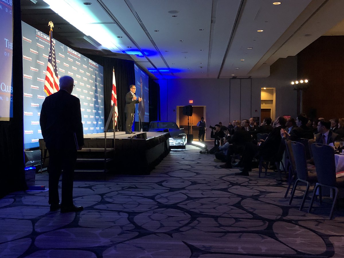 TheEconomicClub's tweet photo. Akio Toyoda, President and Member of the Board of Directors, @ToyotaMotorCorp, addresses the #EconClubDC at a breakfast Signature Event, followed by a conversation with David Rubenstein. #ECWToyota https://t.co/xMgqumRlcR