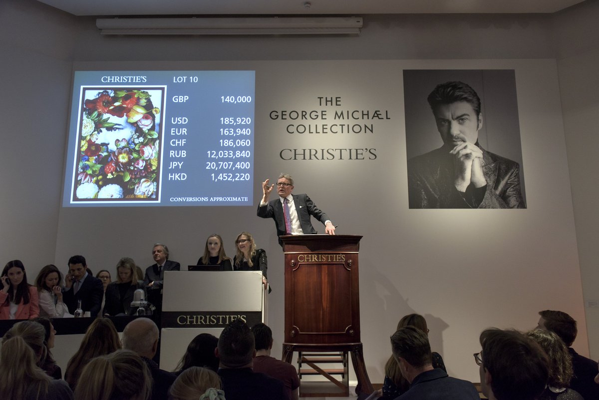 ChristiesInc's tweet photo. The George Michael Collection has realised a combined total of £11,328,125 across the spirited evening auction and online platform. Proceeds from the sale will be used to continue George Michael’s philanthropic work. https://t.co/OfEUOaFKIU