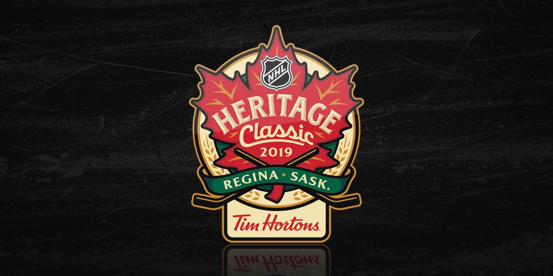 icethetics's tweet photo. The 2019 #NHL #HeritageClassic logo was unveiled today! It’s a nice iteration on the logo system. Winnipeg and Calgary get together outdoors in Regina on Oct. 26. https://t.co/vepgxvNlM6