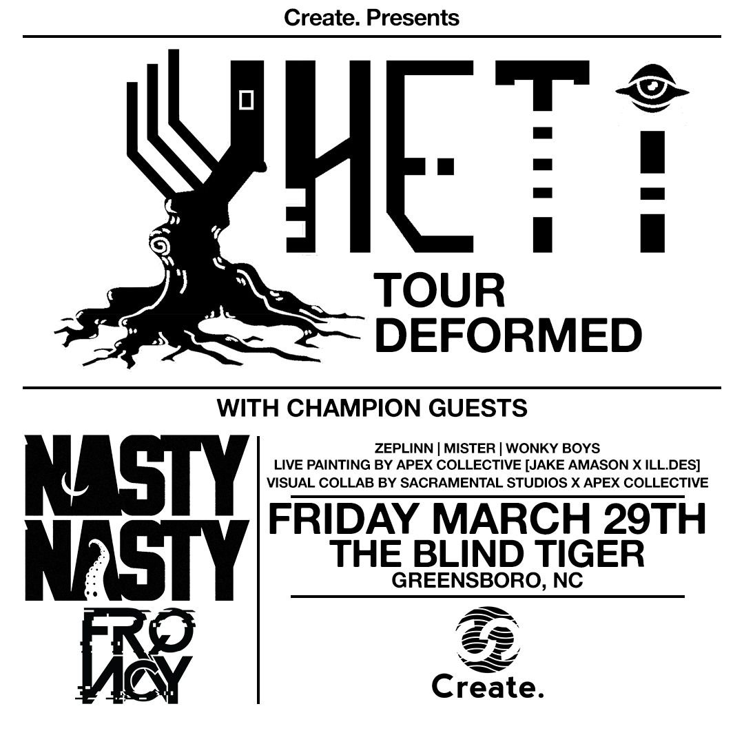 createmusicart's tweet photo. ๐ OFFICIAL SHOW ANNOUNCEMENT ๐โ
๐ฎ @createperiod Presents โข Deformed Tour โข Ft. @yhetimusic + @Nastysounds + @FRQ_NCY w/ @zeplinnofficial + @geethanksmister + Wonky Boys โข LIVE ART BY @JakeAmasonArt & @ILLDESART ๐ฎ
TICKETS ๐โก https://t.co/xagGl0aDPu
#CreateMusicArt https://t.co/DNqrcq2663