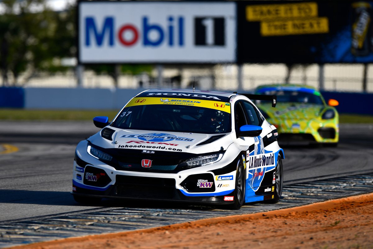 #OnThisDay in 2019 at Sebring, <a href="/Shelbilly/">Shelby Blackstock</a> &amp; <a href="/tomoracing/">Tom O'Gorman</a> in <a href="/lapmotorsports/">LAP Motorsports</a> Honda Civic <a href="/TypeR/">Honda Type R</a> TCR took their 2nd consecutive #IMPC win of the season (Photo: <a href="/JASMotorsport/">JAS Motorsport</a>)