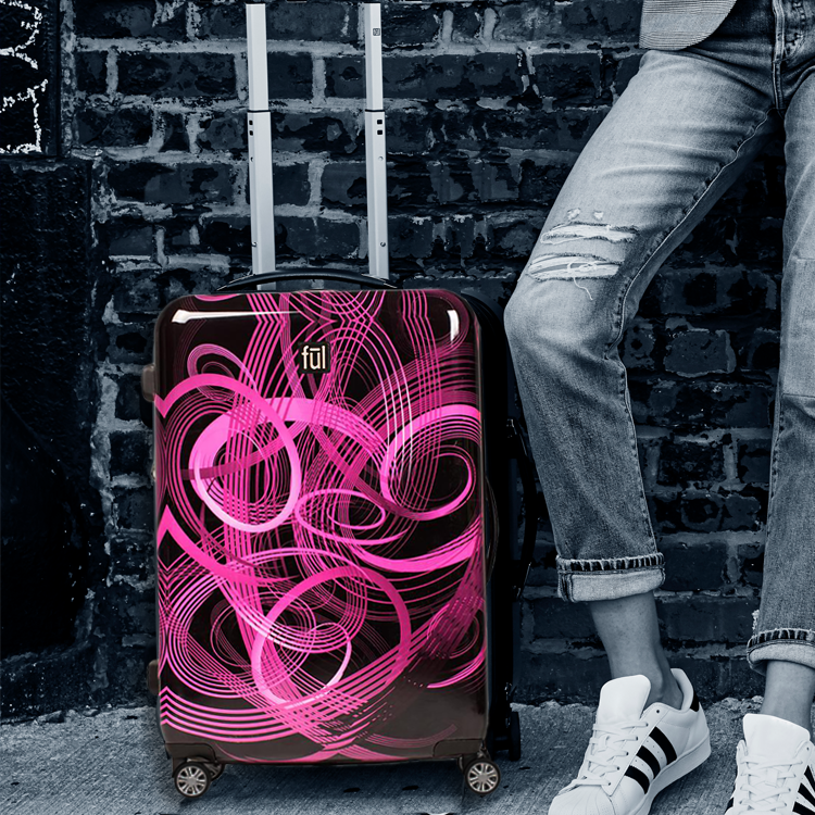 Bold funk! Our Atomic Spinner

Comes in 20, 24, &amp; 28 inch sizes. 2 inch expandable gusset.

Durable &amp; organized interior with bold style and a 5 year warranty