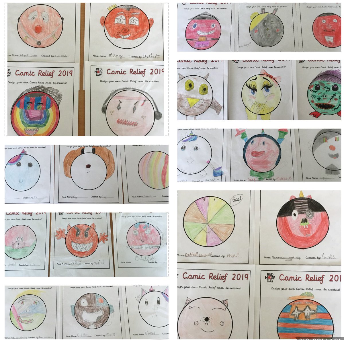 TAMarshfieldPSN's tweet photo. Our comic relief nose 👃 designs. Lots of money raised for an amazing cause and an enjoyable day for every one. Diolch pawb!! 😄😄 https://t.co/eOqxXVmk00