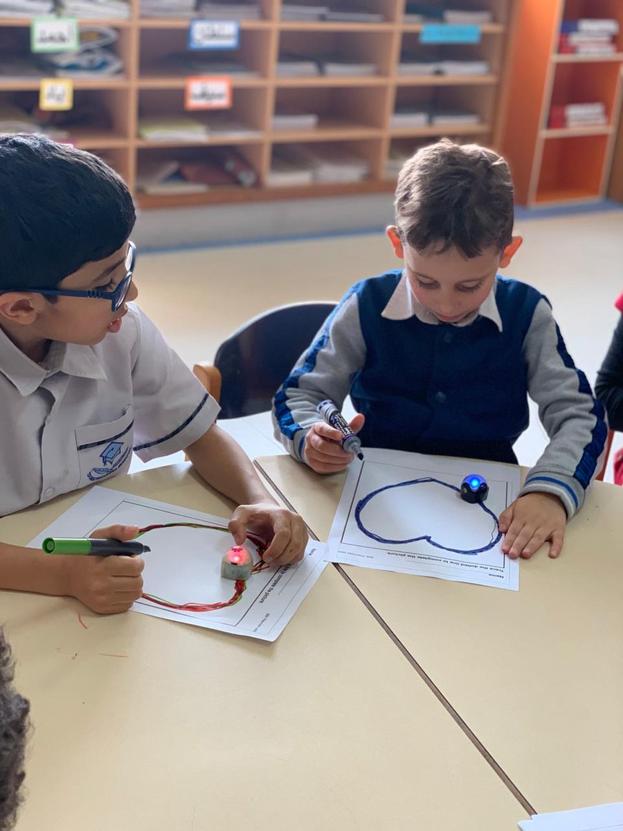 LearningTechDNS's tweet photo. Our #specialEd students are learning how to trace different shapes with their #ozobot .. it looks like our little robots are enjoying their new paths as much as the kids enjoyed drawing them!

@Ozobot
#specialeducation 
#innovation 
@khdadubai 
@Riham13970247 https://t.co/Y5rXD7Hfp9