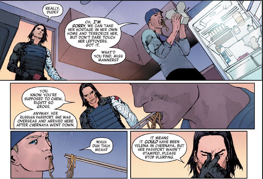 katelouise217's tweet photo. This is Extremely On Brand for all involved. #RedLedger #WinterSoldier #Hawkeye https://t.co/Z0HnK769Od