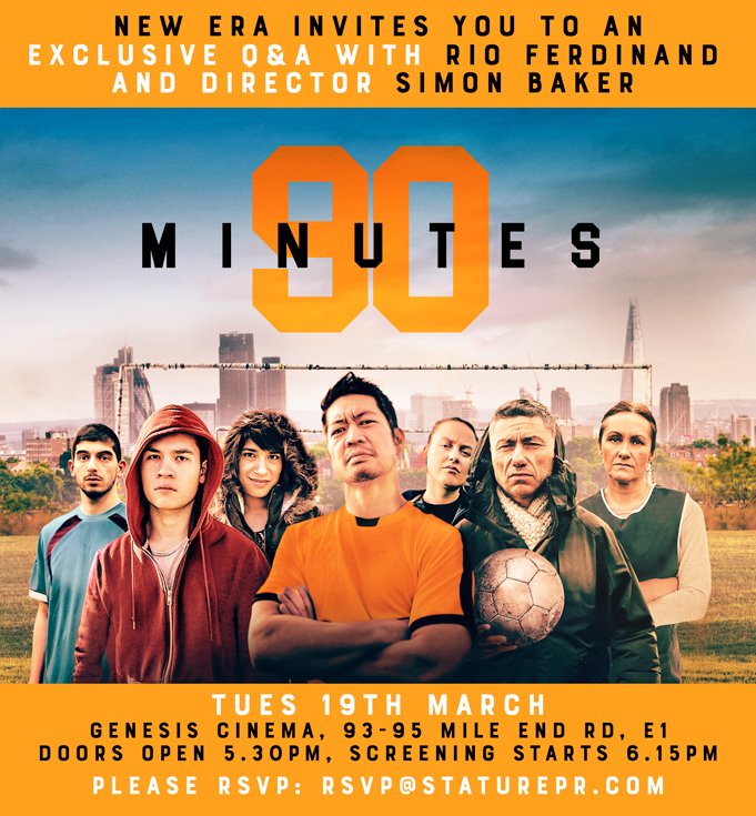 WIN! <a href="/rioferdy5/">Rio Ferdinand</a>'s new film 90 Minutes is released on digital platforms and DVD on April 1st! 

For the chance to WIN 2 x VIP tickets to next week's exclusive live screen &amp; Q+A, RETWEET this tweet &amp; FOLLOW us! 

footballfancast.com/premier-league…
