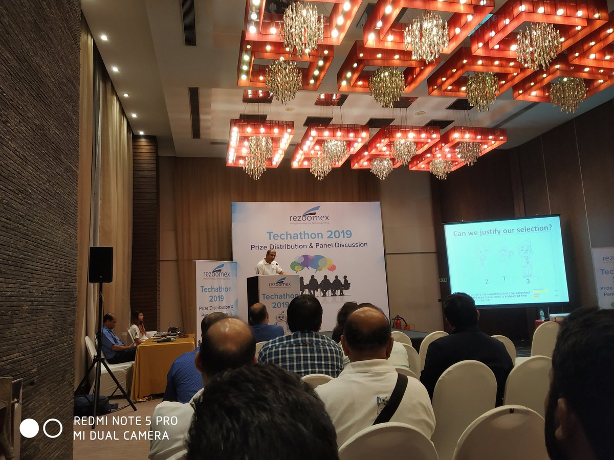 pankajparkar's tweet photo. Attending @Rezoomex #Techathon2019 Grand Event
@vinayakj is talking about current problems appears in tech hiring.
#rezooomex #synerzip #techhiring https://t.co/y1BOQxvm9x
