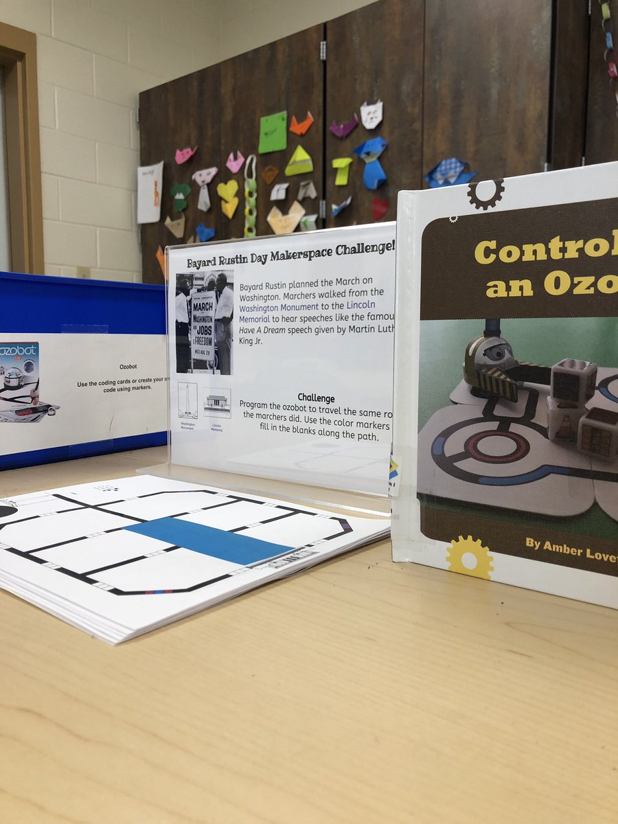 BRESmedia's tweet photo. Happy Bayard Rustin day! Bayard Rustin was an organizer for March on Washington. Students in the #makerspace will have a special @Ozobot challenge. Can you program the ozobot to follow the path of the marchers? #slmp18 https://t.co/MepYdSoLmG
