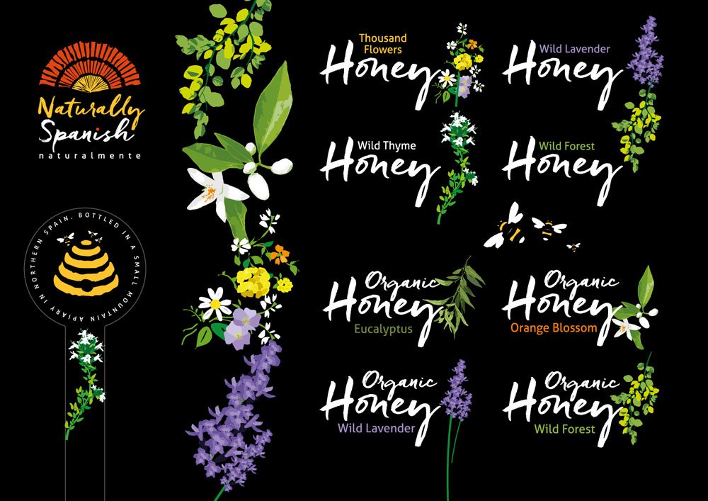 twoheadsdesign's tweet photo. 2Heads are enjoying creating new sets of Honey labelling &amp; packaging for Naturally Spanish. In line with the natural heritage feel of the branding, we are portraying specific flavours with colourful, rustic effect illustrations. Our partner loves the soon to be released labels! https://t.co/Dv81uRcZyn