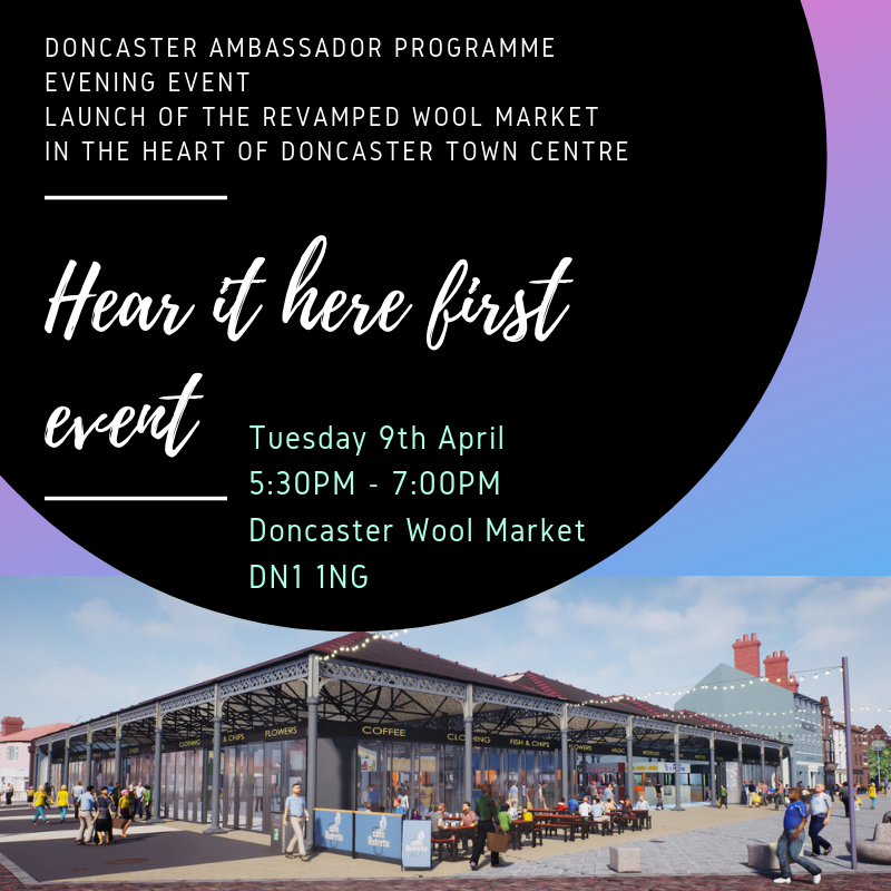 DoncasterAmbassadors (@ambassadors_dn) on Twitter photo ** Quick! Hear It Here First Evening Event at the New Doncaster Wool Market <a href="/Doncaster_Mkts/">Doncaster Markets</a> - FREE TO ATTEND - OPEN TO ALL ** Click the link to book bit.ly/2FezyP7 <a href="/BusinessinDN/">Business Doncaster</a> <a href="/DNChamber/">Doncaster Chamber</a> <a href="/DN_Academy/">DN Football Academy</a> <a href="/ClubDFoundation/">Club Doncaster Foundation</a> <a href="/castindoncaster/">Cast</a> @SidekickPR <a href="/VisitDoncaster/">Visit Doncaster</a> ** Quick! Hear It Here First Evening Event at the New Doncaster Wool Market <a href="/Doncaster_Mkts/">Doncaster Markets</a> - FREE TO ATTEND - OPEN TO ALL ** Click the link to book bit.ly/2FezyP7 <a href="/BusinessinDN/">Business Doncaster</a> <a href="/DNChamber/">Doncaster Chamber</a> <a href="/DN_Academy/">DN Football Academy</a> <a href="/ClubDFoundation/">Club Doncaster Foundation</a> <a href="/castindoncaster/">Cast</a> @SidekickPR <a href="/VisitDoncaster/">Visit Doncaster</a>