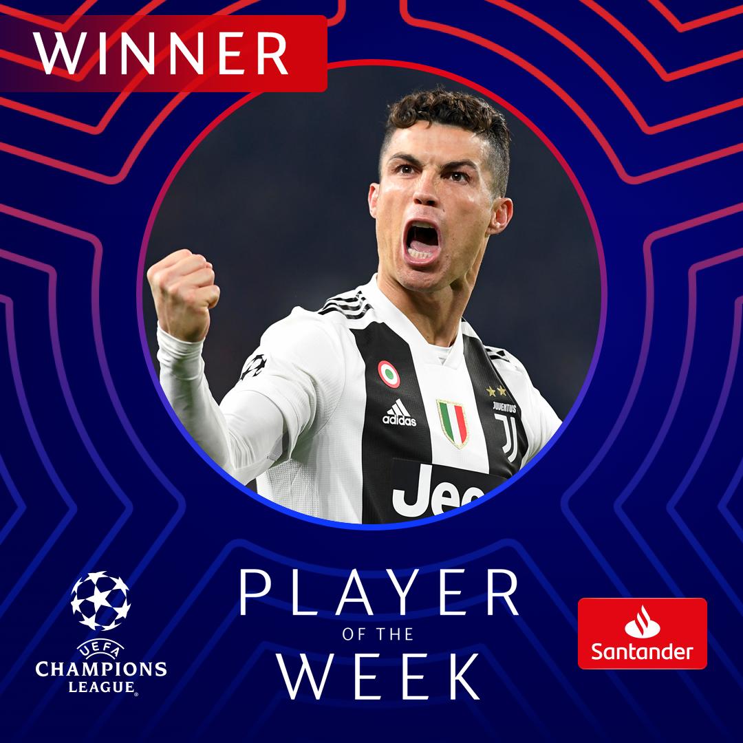 🥇 @Cristiano 👏👏👏 #UCL #POTW @FTBSantander