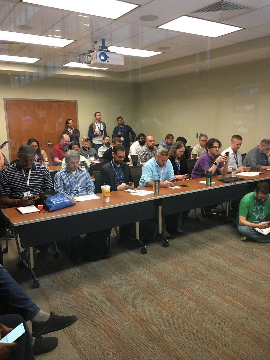 petemikeal's tweet photo. @MrCodeClean getting the crowd engaged from the start using @polleverywhere taking clean code at #triaddigtech. @sfpnc https://t.co/E1dLFPTT0q