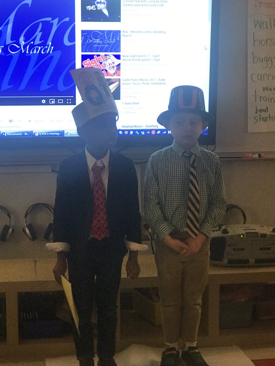 SuLambCoach's tweet photo. Q and U got married today. They are together forever.❤️Mrs Halligan and all she does to make learning fun in K! #phonicsrocks #theywillneverforget @mbpcaps @MsSmall2016 @jbland100 @SparkyTeach @MsEkpere @BrandonIBPYP @mbhalliday17 @MorrisBrandonES @SaxonPhonics https://t.co/6wdZPQxzNj