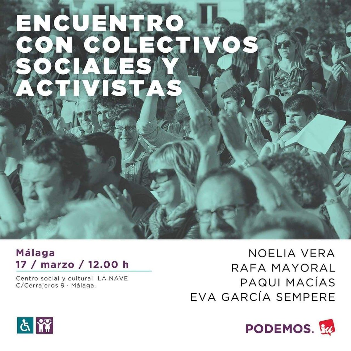 AhoraMijas's tweet photo. 📢 El domingo es el momento de nosotras, de nuestras asociaciones, de las personas, de nuestras ilusiones, de avanzar, de confluir y trabajar desde las ganas de construir gobernando obedeciendo. Este domingo nos vemos junto a @iunida en la @lanavemalaga. https://t.co/Wl5K6GXWMM