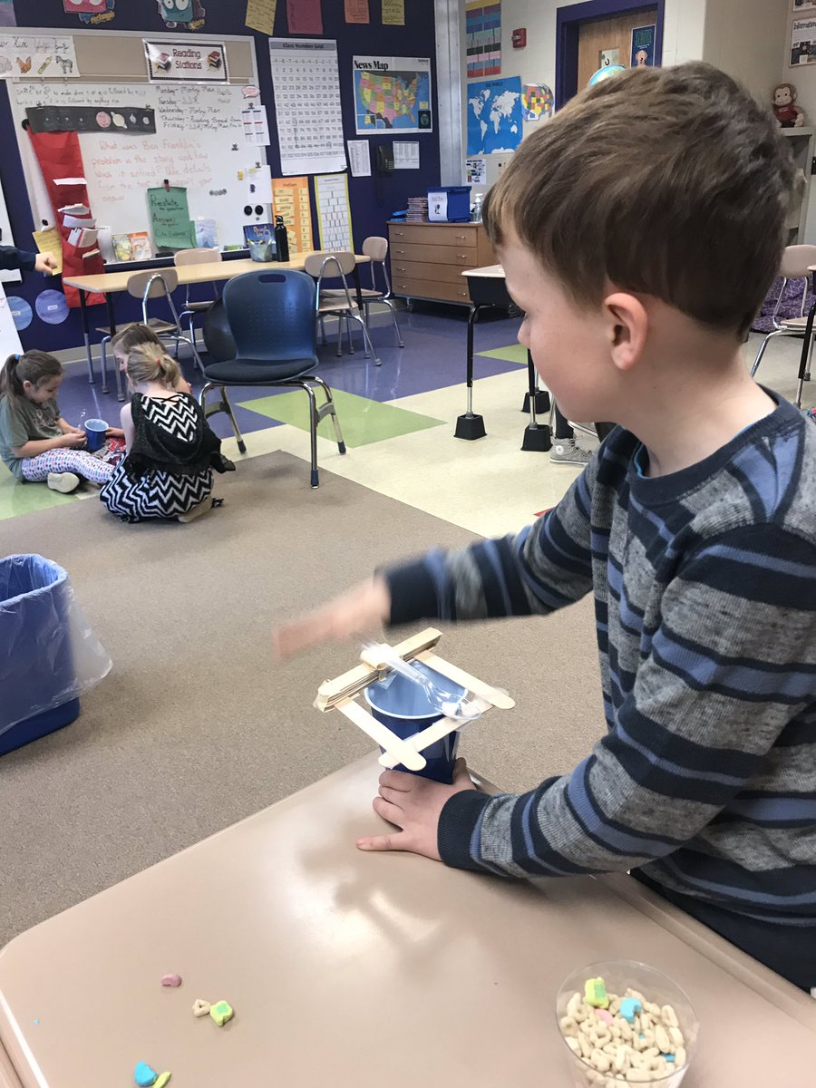 jwilson616's tweet photo. Third graders celebrated #StPatricksDay with a #STEM activity. Constructing Lucky Charm catapults helped us learn about force and the fulcrum position on a lever. #SWExcellence #vikingsma https://t.co/w8GlsJIU4K